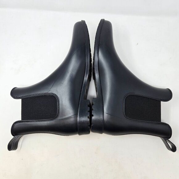 a new day Black Chelsea Ankle Rain Boots Size 11 With Elastic Gussets & Pull Tab - Picture 9 of 10